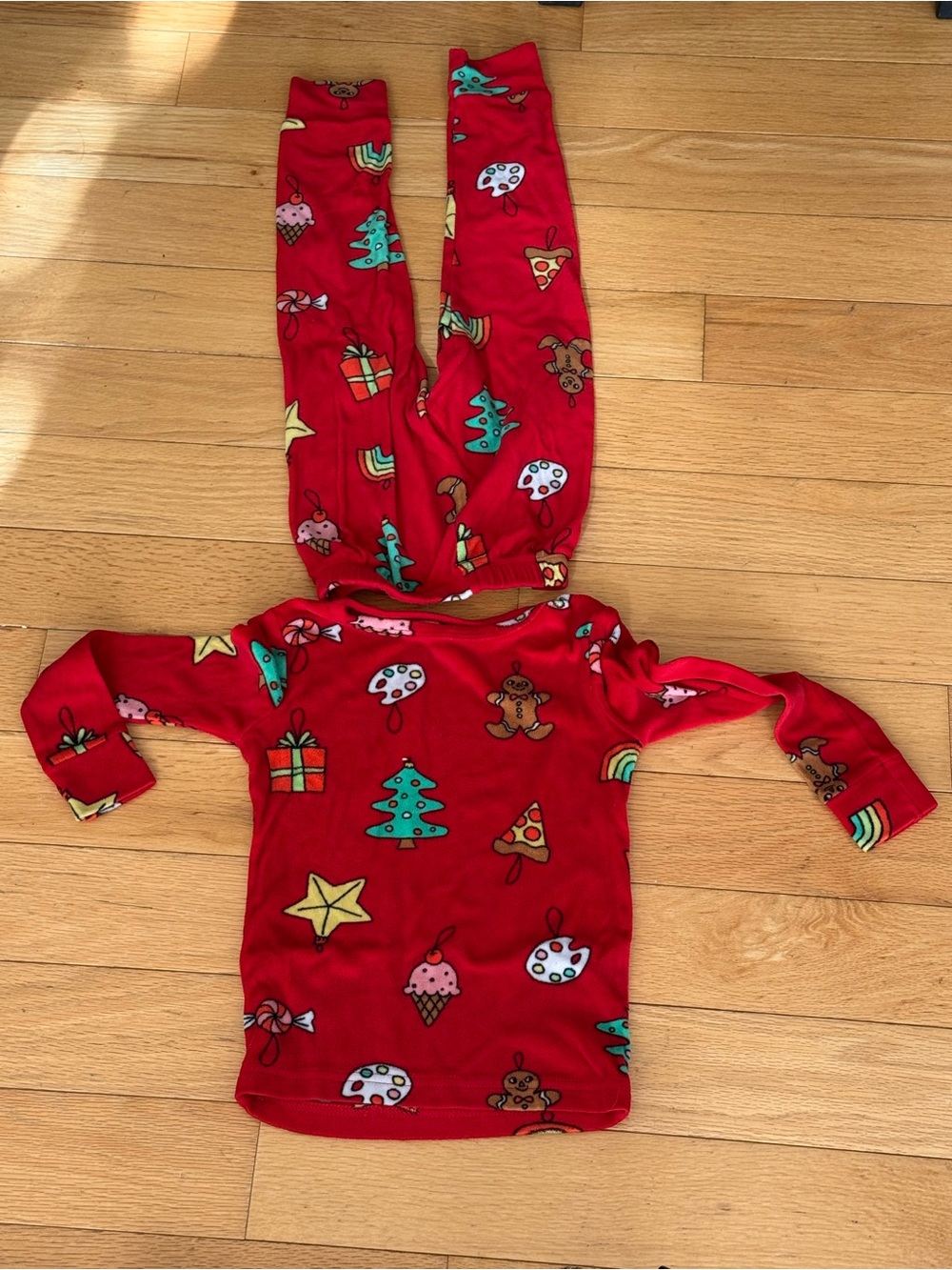 Kids Red Holiday Print Pajama Set Size 4T
